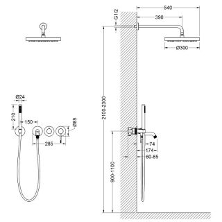 Душевой комплект Timo Saona SX-0179/00SM золото матовое